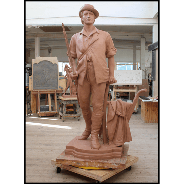 photo of clay model of sculpture of Minuteman