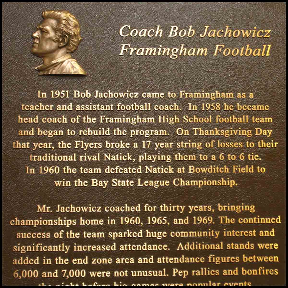 Coach Bob Jachowicz Plaque